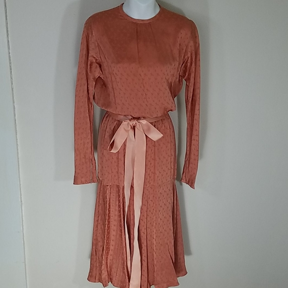 Vintage Dresses & Skirts - Dress Vintage Shift Maxi Blush Salmon belted EUC